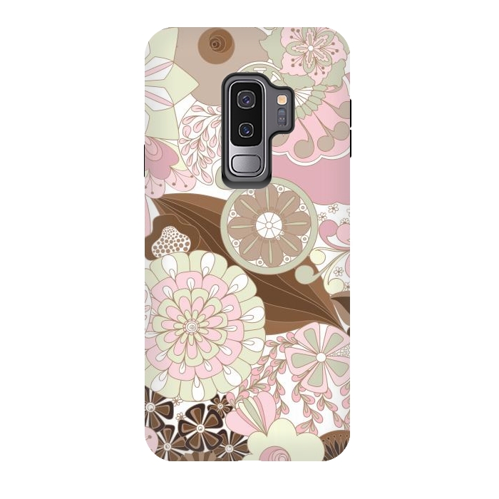 Galaxy S9 plus StrongFit Flowers, Flowers Everywhere - Pink and Brown by Paula Ohreen