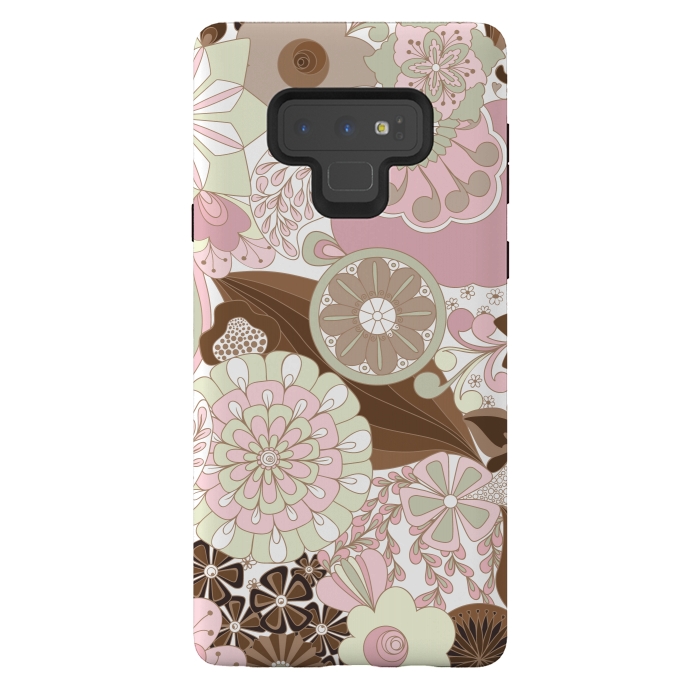 Galaxy Note 9 StrongFit Flowers, Flowers Everywhere - Pink and Brown by Paula Ohreen