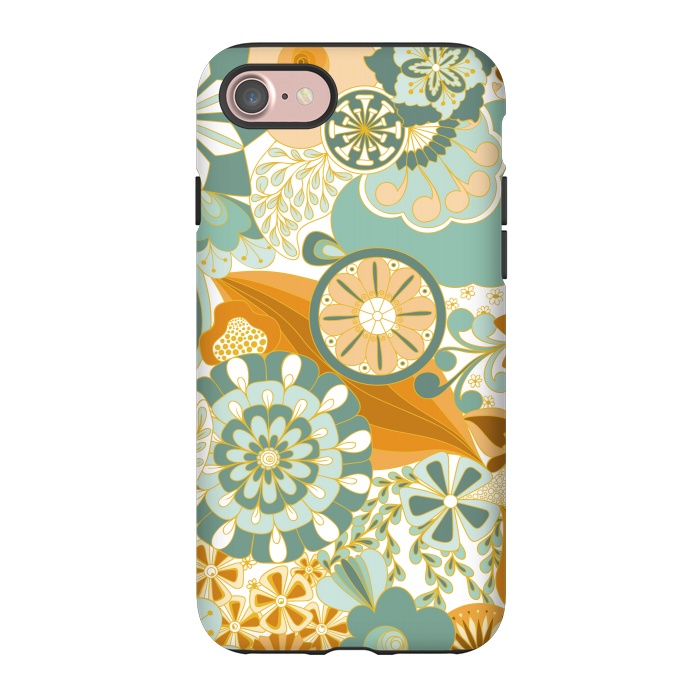 iPhone 7 StrongFit Flowers, Flowers Everywhere - Orange and Green by Paula Ohreen