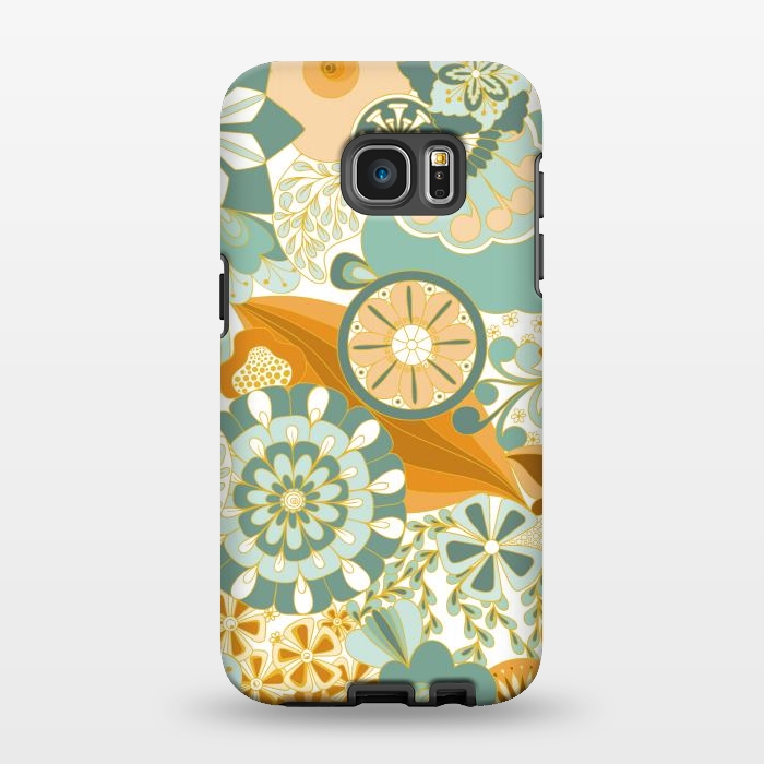 Galaxy S7 EDGE StrongFit Flowers, Flowers Everywhere - Orange and Green by Paula Ohreen