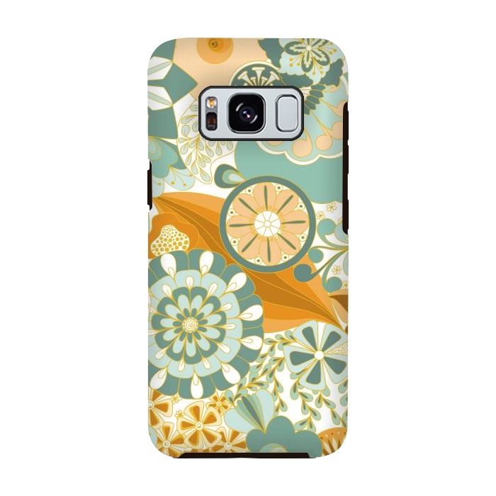 Galaxy S8 StrongFit Flowers, Flowers Everywhere - Orange and Green by Paula Ohreen