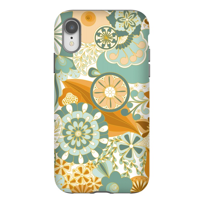 iPhone Xr StrongFit Flowers, Flowers Everywhere - Orange and Green by Paula Ohreen