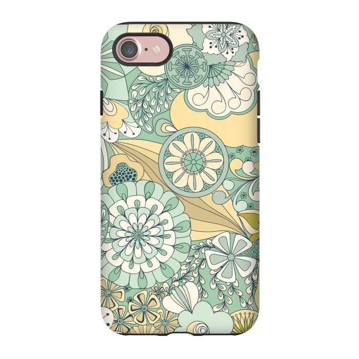iPhone 7 StrongFit Flowers, Flowers Everywhere - Cream and Mint by Paula Ohreen