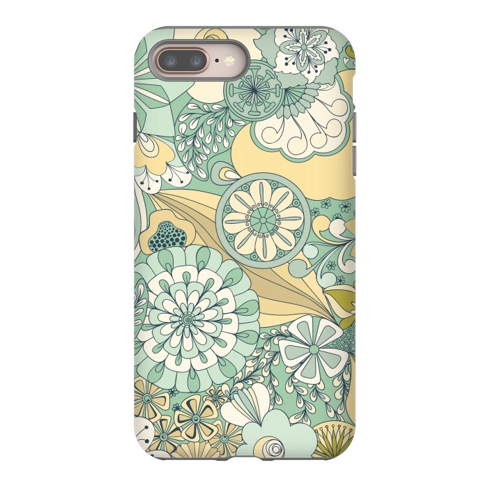 iPhone 7 plus StrongFit Flowers, Flowers Everywhere - Cream and Mint by Paula Ohreen