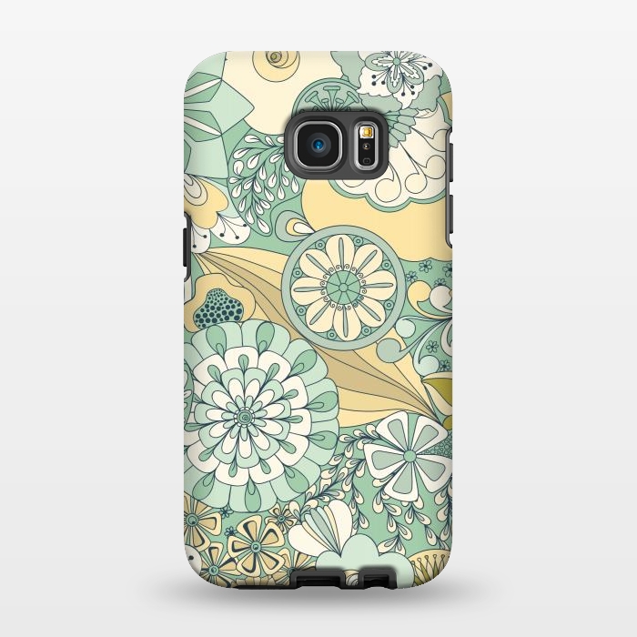 Galaxy S7 EDGE StrongFit Flowers, Flowers Everywhere - Cream and Mint by Paula Ohreen