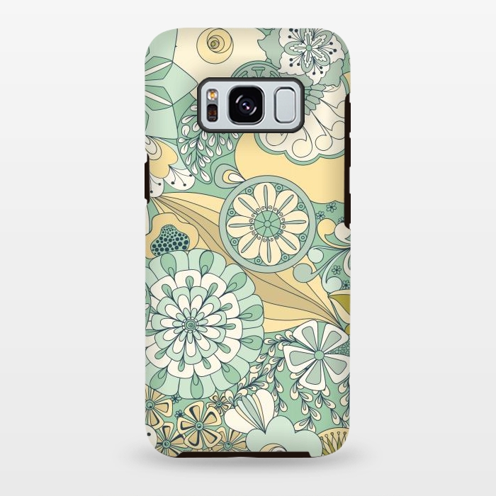 Galaxy S8 plus StrongFit Flowers, Flowers Everywhere - Cream and Mint by Paula Ohreen