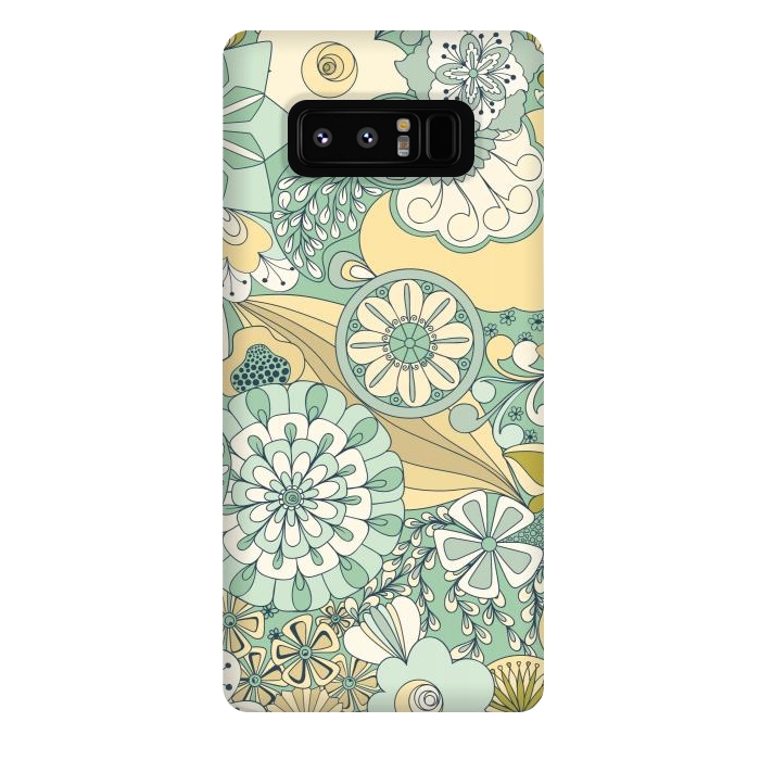 Galaxy Note 8 StrongFit Flowers, Flowers Everywhere - Cream and Mint by Paula Ohreen