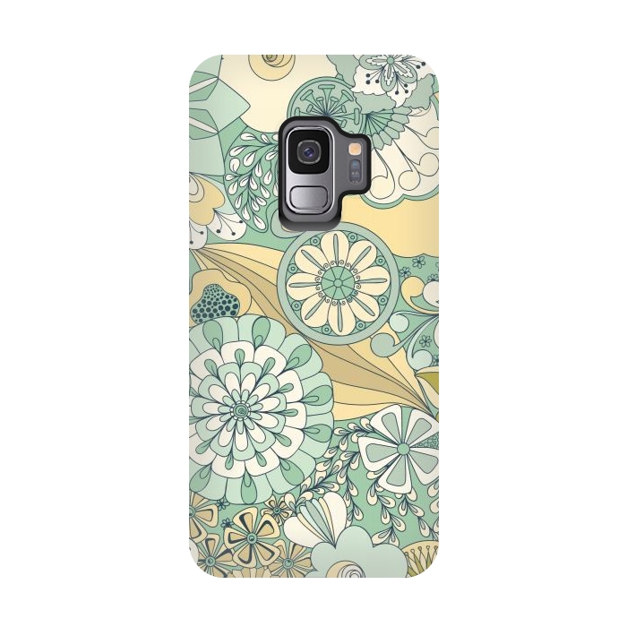 Galaxy S9 StrongFit Flowers, Flowers Everywhere - Cream and Mint by Paula Ohreen