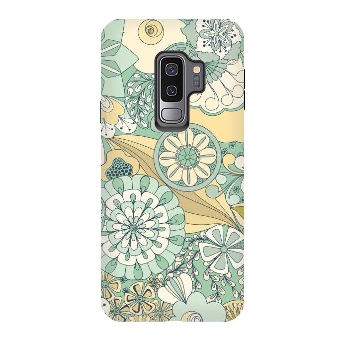 Galaxy S9 plus StrongFit Flowers, Flowers Everywhere - Cream and Mint by Paula Ohreen