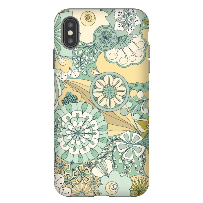 iPhone Xs Max StrongFit Flowers, Flowers Everywhere - Cream and Mint by Paula Ohreen