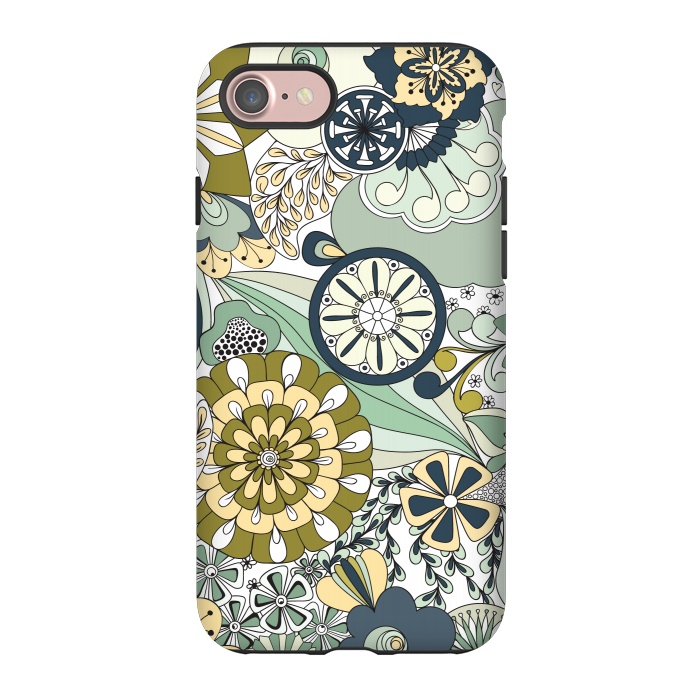 iPhone 7 StrongFit Flowers, Flowers Everywhere - Navy and Green by Paula Ohreen