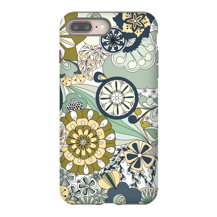iPhone 7 plus StrongFit Flowers, Flowers Everywhere - Navy and Green by Paula Ohreen