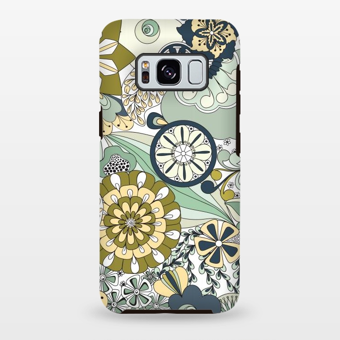Galaxy S8 plus StrongFit Flowers, Flowers Everywhere - Navy and Green by Paula Ohreen