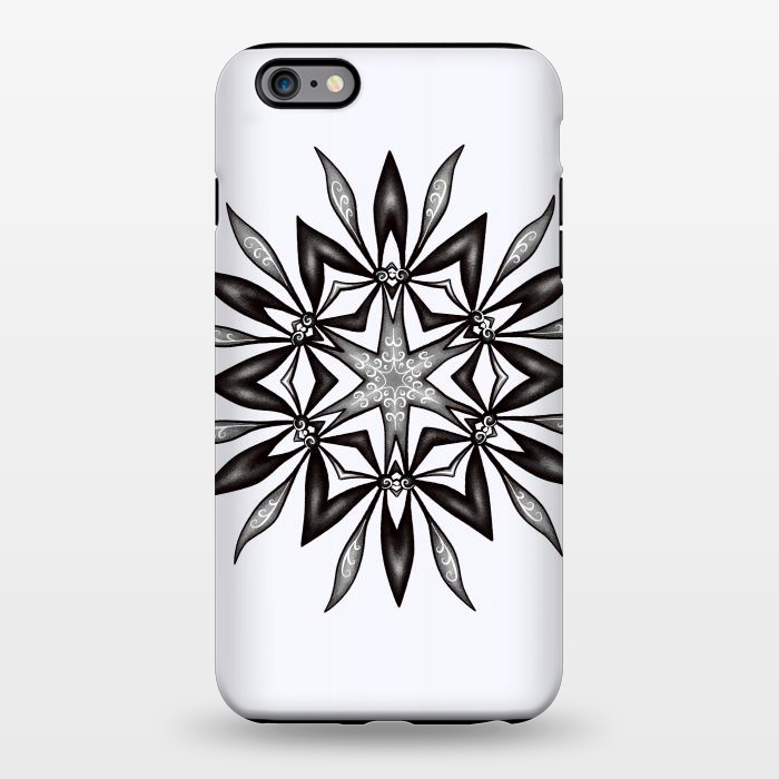 iPhone 6/6s plus StrongFit Kaleidoscopic Flower Art In Black And White by Boriana Giormova