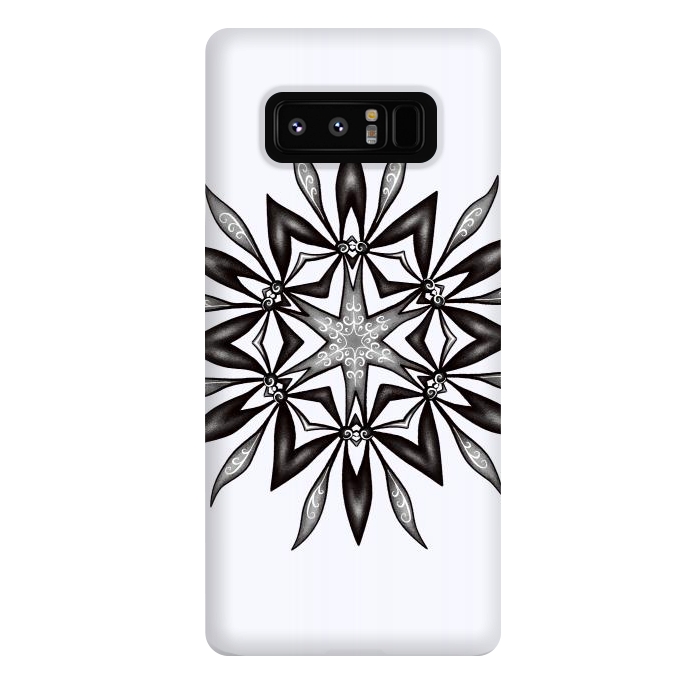 Galaxy Note 8 StrongFit Kaleidoscopic Flower Art In Black And White by Boriana Giormova