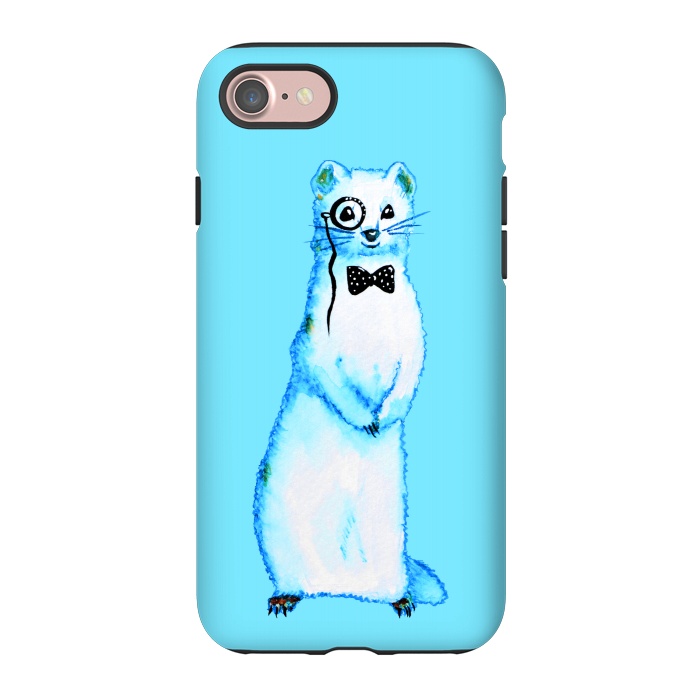 iPhone 7 StrongFit Cute Ferret Hipster Blue Watercolor Art by Boriana Giormova