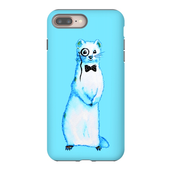 iPhone 7 plus StrongFit Cute Ferret Hipster Blue Watercolor Art by Boriana Giormova