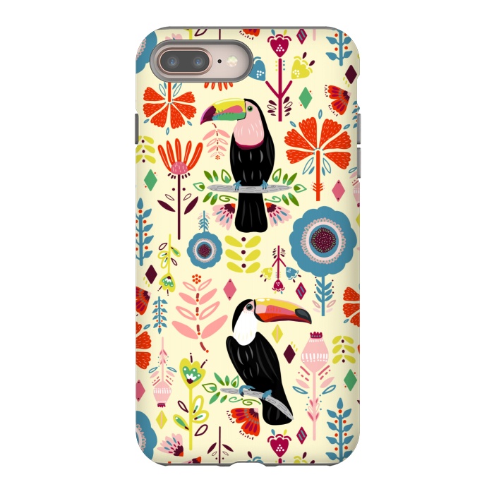 iPhone 7 plus StrongFit Colorful Toucans On Cream  by Tigatiga