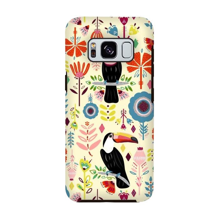 Galaxy S8 StrongFit Colorful Toucans On Cream  by Tigatiga