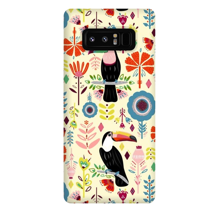 Galaxy Note 8 StrongFit Colorful Toucans On Cream  by Tigatiga