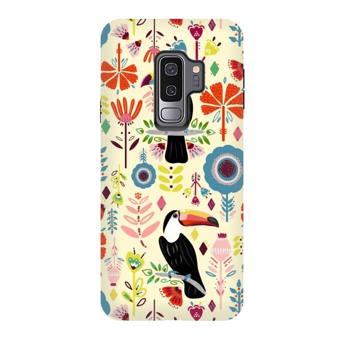 Galaxy S9 plus StrongFit Colorful Toucans On Cream  by Tigatiga