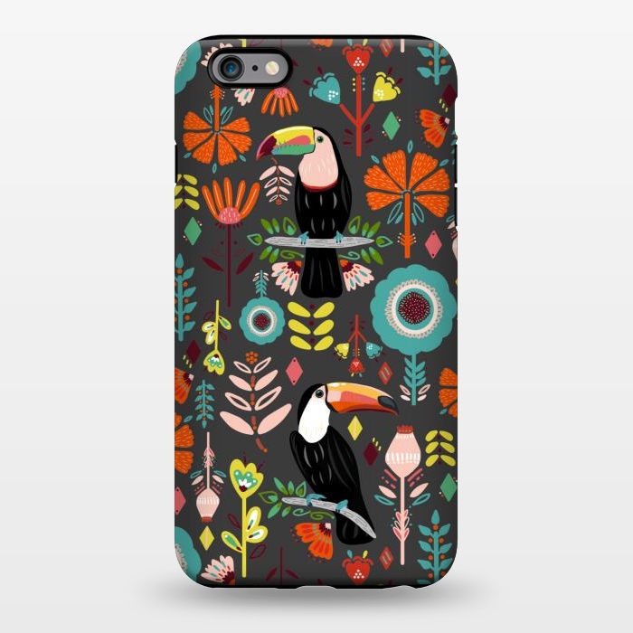 iPhone 6/6s plus StrongFit Colorful Toucans On Grey  by Tigatiga