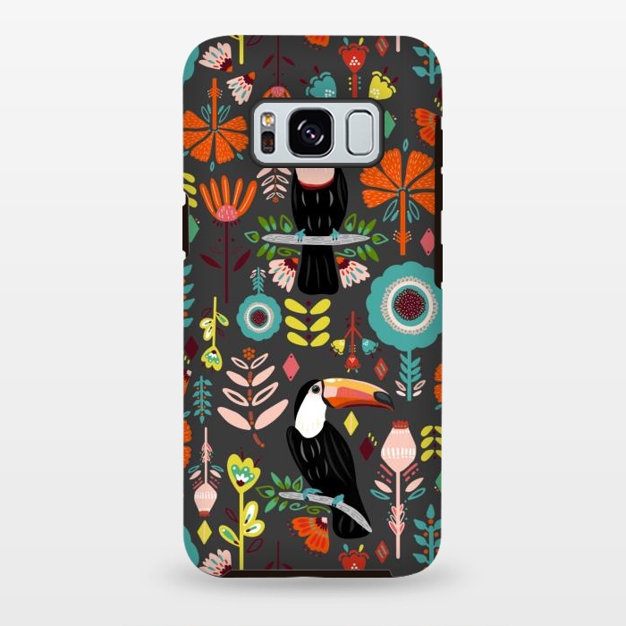 Galaxy S8 plus StrongFit Colorful Toucans On Grey  by Tigatiga