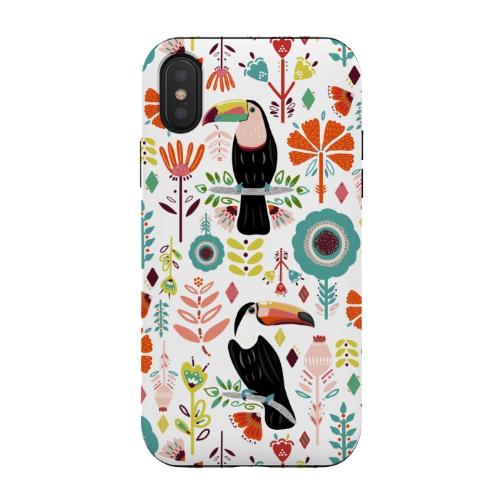 iPhone Xs / X StrongFit Colorful Toucans  by Tigatiga