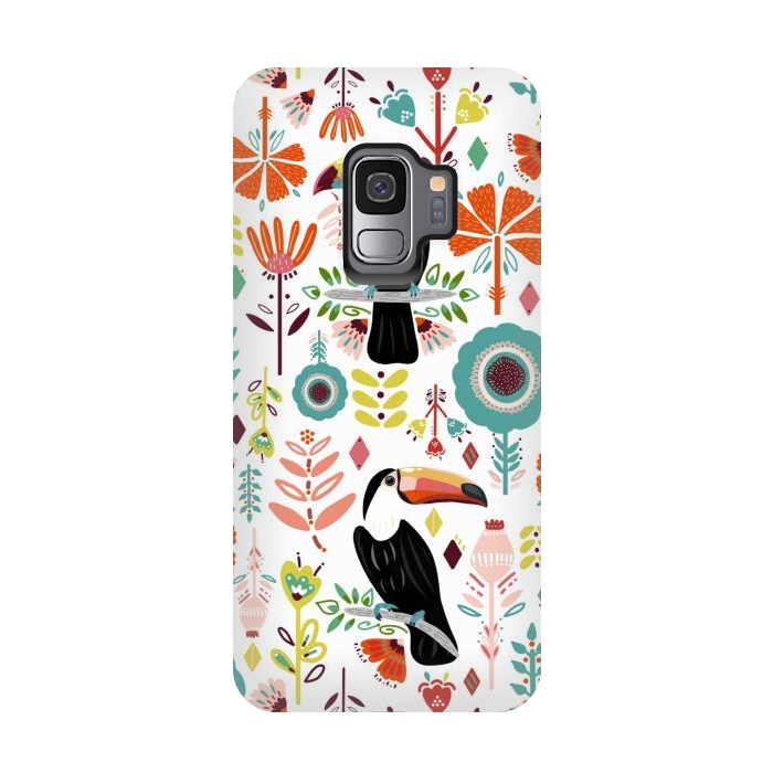 Galaxy S9 StrongFit Colorful Toucans  by Tigatiga