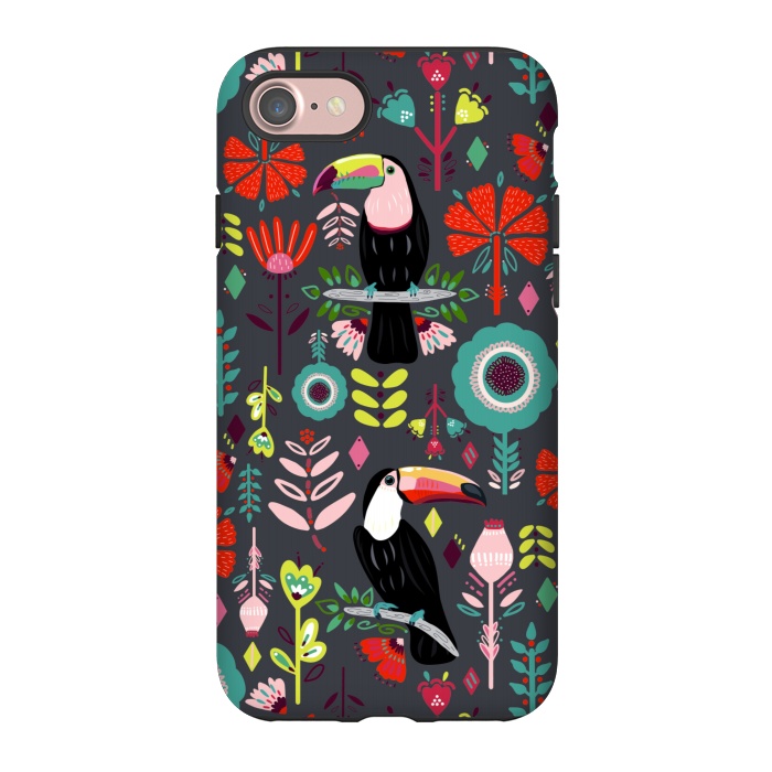 iPhone 7 StrongFit Colorful Toucans With Bright Red  by Tigatiga