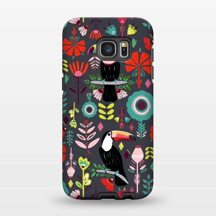 Galaxy S7 EDGE StrongFit Colorful Toucans With Bright Red  by Tigatiga