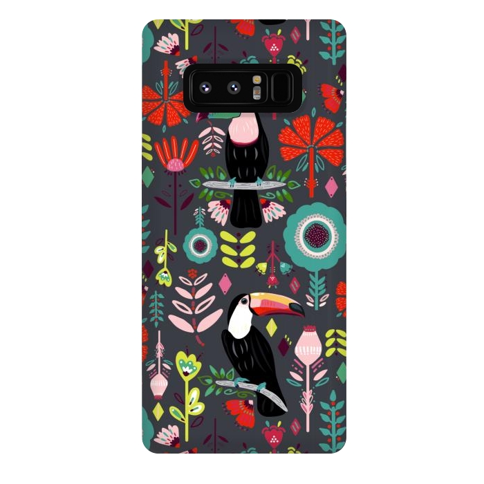 Galaxy Note 8 StrongFit Colorful Toucans With Bright Red  by Tigatiga