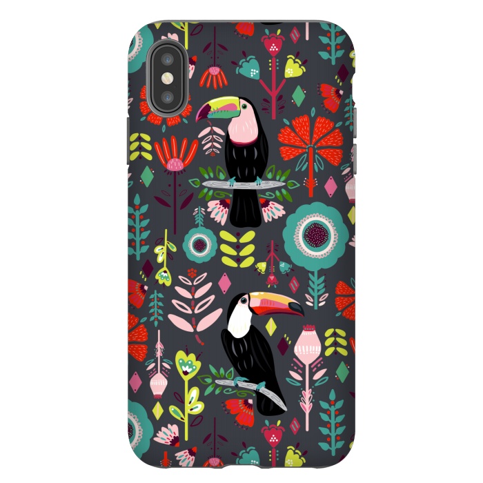 iPhone Xs Max StrongFit Colorful Toucans With Bright Red  by Tigatiga