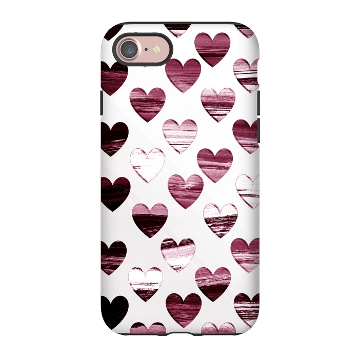 iPhone 7 StrongFit Cherry wine brushed painted hearts by Oana 
