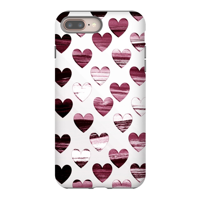 iPhone 7 plus StrongFit Cherry wine brushed painted hearts by Oana 