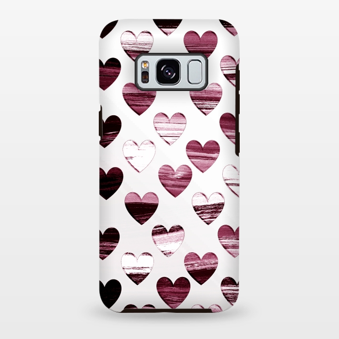 Galaxy S8 plus StrongFit Cherry wine brushed painted hearts by Oana 