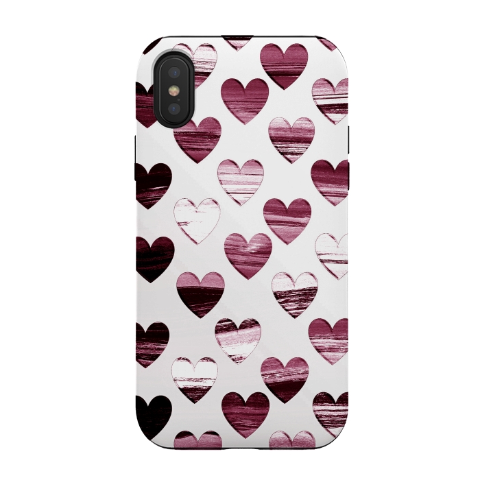 iPhone Xs / X StrongFit Cherry wine brushed painted hearts by Oana 