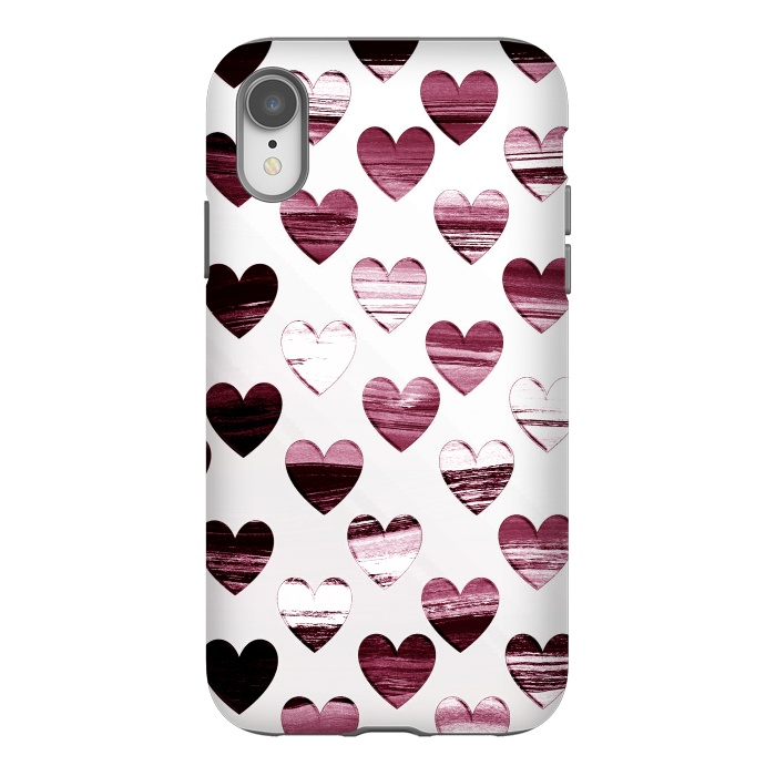 iPhone Xr StrongFit Cherry wine brushed painted hearts by Oana 