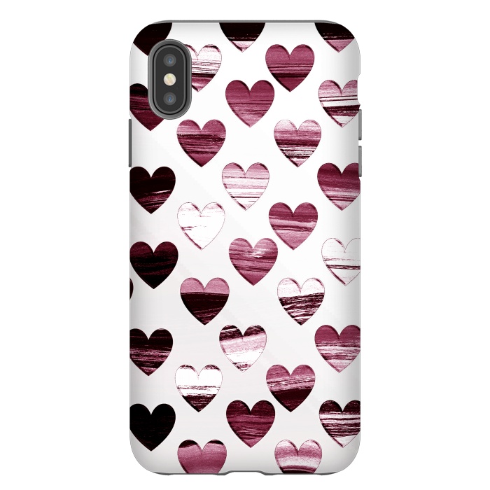 iPhone Xs Max StrongFit Cherry wine brushed painted hearts by Oana 