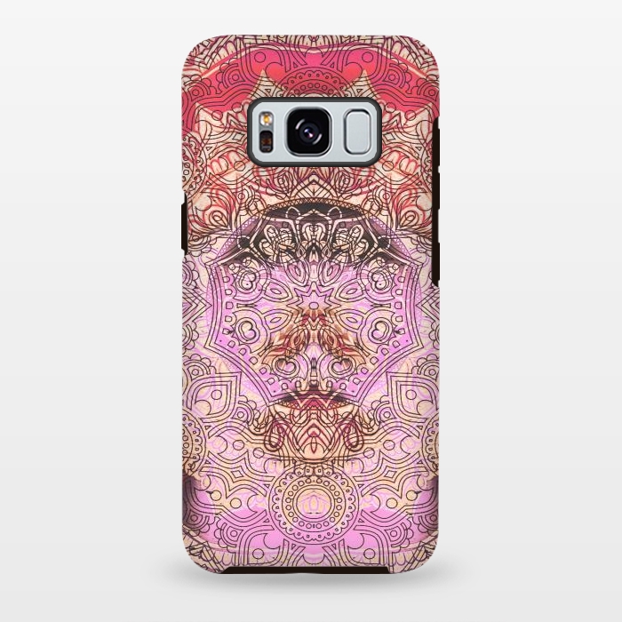 Galaxy S8 plus StrongFit Pink red mandala line art by Oana 