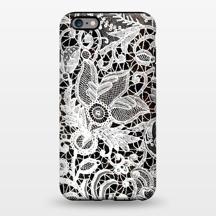 iPhone 6/6s plus StrongFit White floral vintage lace on black by Oana 