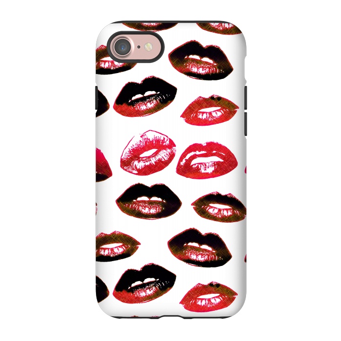 iPhone 7 StrongFit Dark red lipstick kisses - Valentine by Oana 