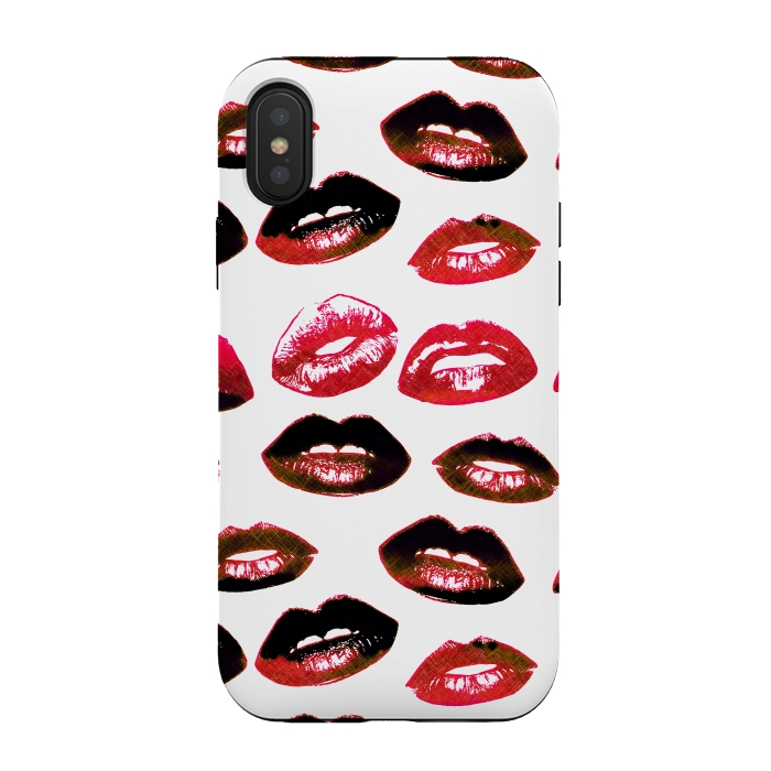 iPhone Xs / X StrongFit Dark red lipstick kisses - Valentine by Oana 