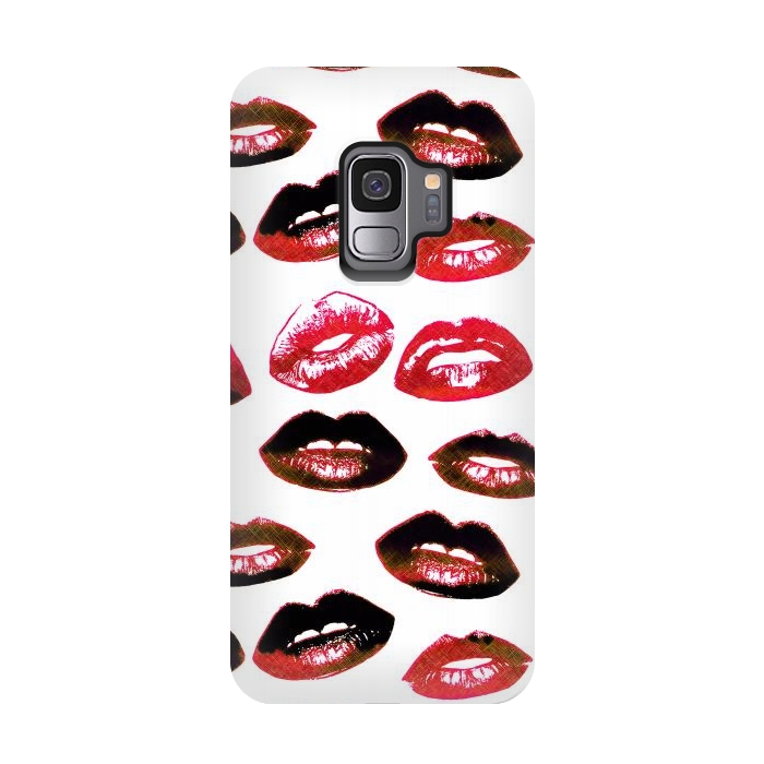 Galaxy S9 StrongFit Dark red lipstick kisses - Valentine by Oana 