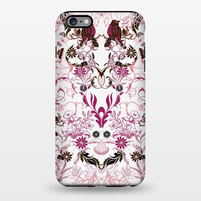 iPhone 6/6s plus StrongFit Blush pink and fuchsia flowers, foliage and birds by Oana 