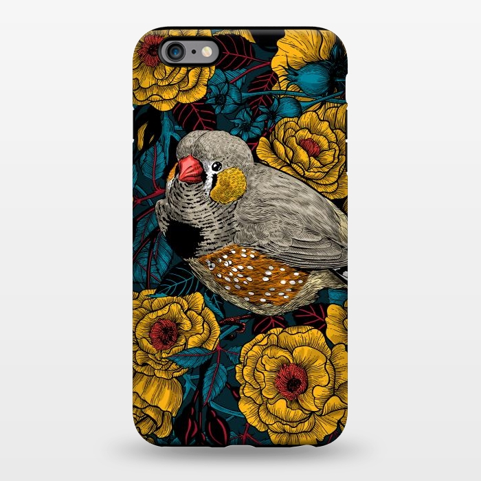 iPhone 6/6s plus StrongFit Zebra finch and yellow rose bush by Katerina Kirilova