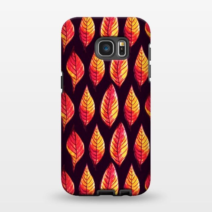 Galaxy S7 EDGE StrongFit Vibrant autumn leaves pattern in red and yellow by Boriana Giormova
