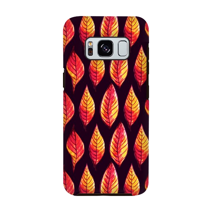 Galaxy S8 StrongFit Vibrant autumn leaves pattern in red and yellow by Boriana Giormova