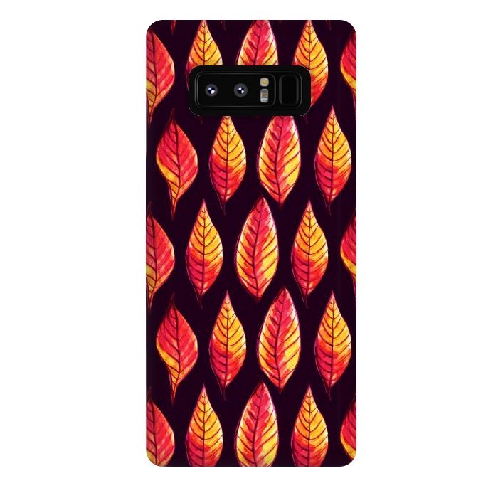 Galaxy Note 8 StrongFit Vibrant autumn leaves pattern in red and yellow by Boriana Giormova