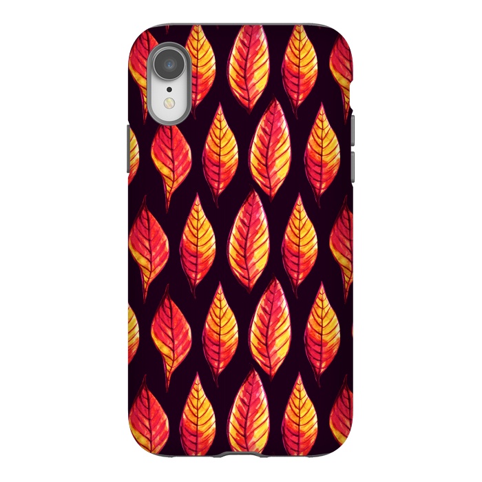 iPhone Xr StrongFit Vibrant autumn leaves pattern in red and yellow by Boriana Giormova
